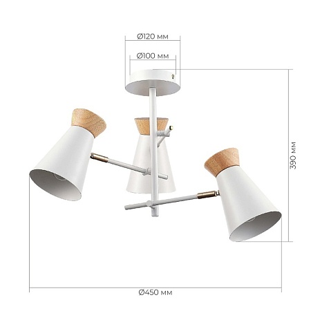 Светильник потолочный Белый, Золотистый/Белый, Дерево E27 3*60W SLE1252-502-03 - фото