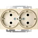 Розетка двойная с заземлением шампань рифленый WL10-SKG-02-IP20 - фото