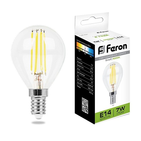 Лампа светодиодная Feron LB-52 Шарик E14 7W 230V 4000K - фото