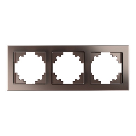 Рамка 3-местная, стекло, STEKKER, GFR00-7003-04,серия Катрин, шоколад - фото