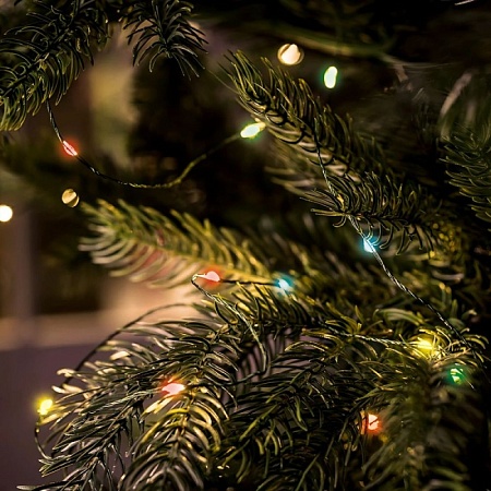 Светодиодная гирлянда Feron CL583 линейная Роса (на проволоке) мультиколор c питанием от сети 220V 20м + сетевой шнур 1,5м - фото