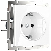 Розетка с заземлением белая WL01-SKG-01-IP20