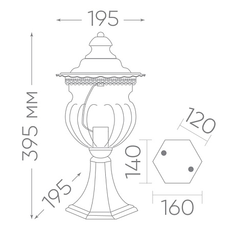 Светильник садово-парковый Feron PL594 на постамент 60W 230V E27, коричневый - фото