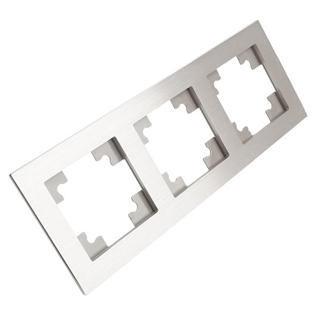 Рамка 3-местная, металл, STEKKER, MFR00-7003-03, серия Катрин, серебро - фото
