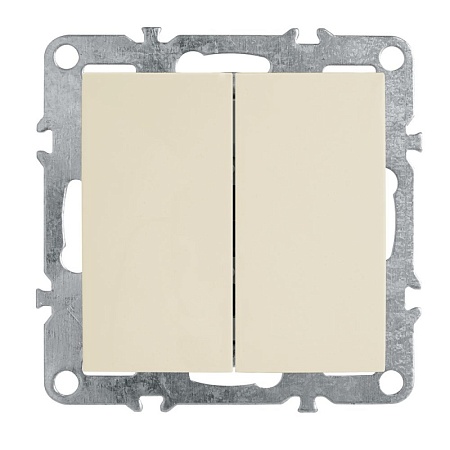 Выключатель 2-клавишный (механизм), STEKKER, PSW10-9104-02, 250В, 10А, серия Эрна, слоновая кость - фото
