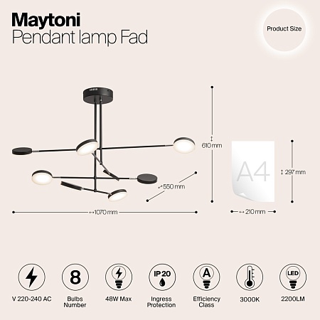 Подвесной светильник Maytoni Fad MOD070PL-L48B3K - фото