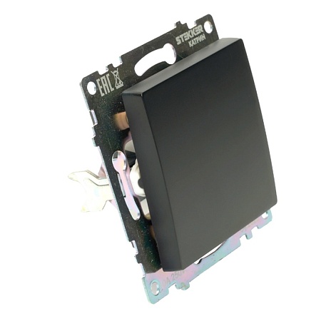 Переключатель перекрестный 1-клавишный (механизм), STEKKER GLS10-7110-05, 250V, 10А, серия Катрин, черный - фото