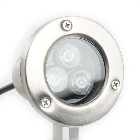Светодиодный прожектор подводный Feron LL-822, 3W, AC/DC24V, низковольтный, 2700K, металлик, 80*80*130mm, IP68 - фото