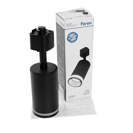 Светильник Feron AL161 трековый однофазный на шинопровод под лампу GU10, черный - фото