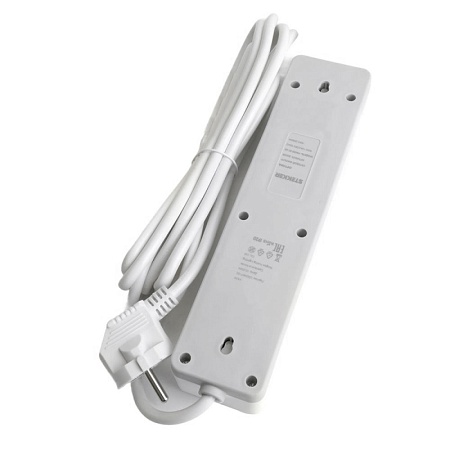 Сетевой фильтр 3-местный с/з STEKKER HM20-31-03 3x1мм2, 3 м, 250В, 16А, серия Optima, белый - фото