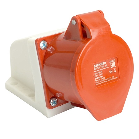 Розетка стационарная ST-125 32А 380В 3P+PE+N IP44, RST32-125-44, Stekker - фото