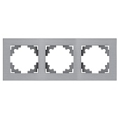 Рамка 3-местная, металл, STEKKER, MFR00-7003-03, серия Катрин, серебро