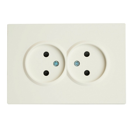 Розетка 2-местная с защитной шторкой, STEKKER, б/з, 250В, 16А, серия Эмили, RST16-5116-01, белый фарфор, soft touch - фото