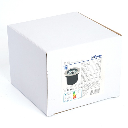Светодиодный светильник тротуарный (грунтовый) Feron SP2802, 6W, AC/DC12-24V, низковольтный, 4000К, металлик, D120*H90mm, вн.диаметр: 90m, IP67 - фото