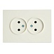 Розетка 2-местная с защитной шторкой, STEKKER, б/з, 250В, 16А, серия Эмили, RST16-5116-01, белый фарфор, soft touch - фото