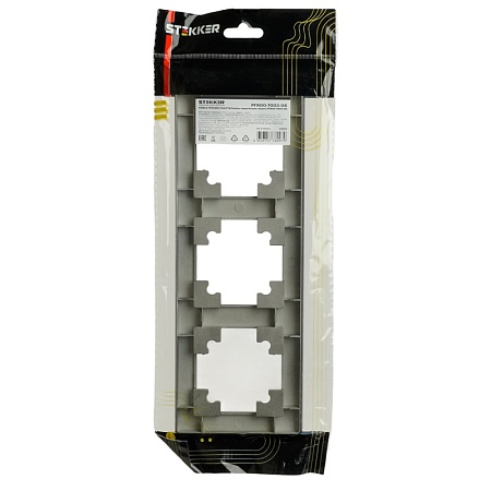 Рамка STEKKER, PFR00-7003-06 3-местная, пластик, серия Катрин, графит - фото