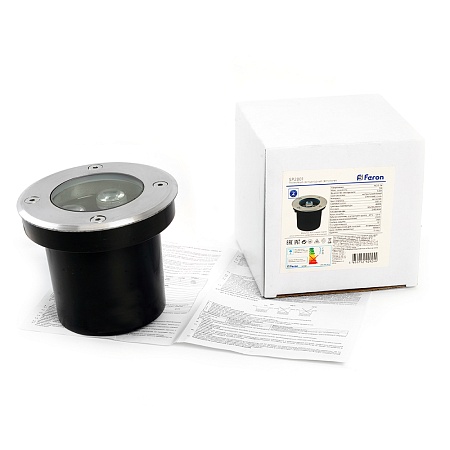 Светодиодный светильник тротуарный (грунтовый) Feron SP2801, 3W, AC/DC12-24V, низковольтный, 4000К, черный,100*H80mm, вн.диаметр: 70mm, IP67 - фото