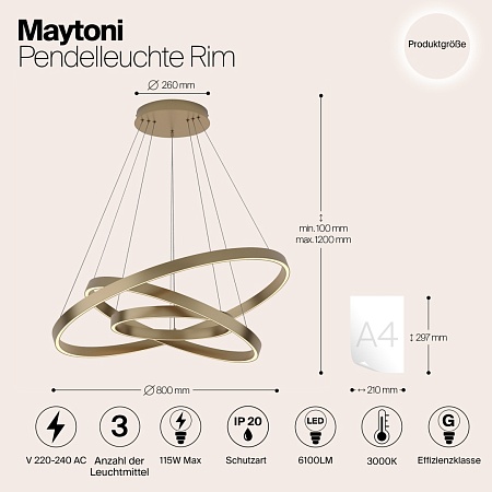 Подвесной светильник Maytoni Rim MOD058PL-L100BS3K - фото