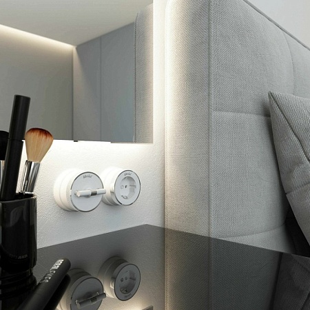 Выключатель на 4 положения двухклавишный Vintage белый матовый/хром W5822050 - фото