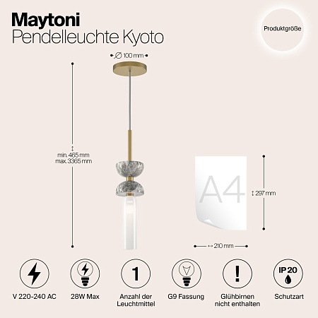 Подвесной светильник Maytoni Kyoto MOD178PL-01GR - фото