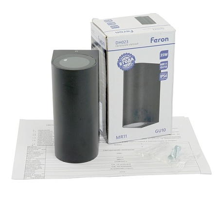 Светильник садово-парковый Feron DH023,на стену, GU10 MR11 230V, черный - фото