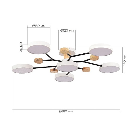 Светильник потолочный Белый/Белый LED 6*12W 3000K/4500K/6000K SLE6006-502-06 - фото