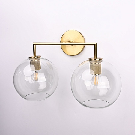 Бра Rh Utilitaire Globe Shade Double Sconce Brass Imperiumloft 123273-22 - фото