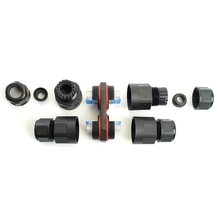 Соединитель-коннектор LD542  3-контактный на 4 выхода, с СМК221 пружинным контактом IP68, черный - фото