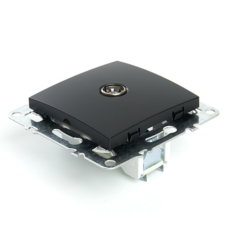 Розетка телевизионная 1-местная (механизм), STEKKER, PST00-9108-03, 75 Ом, 5-862МГц, серия Эрна, черный - фото