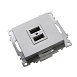 Розетка USB 2-местная (механизм), STEKKER GLS10-7115-03, 250B, 2,1А, серия Катрин, серебро - фото