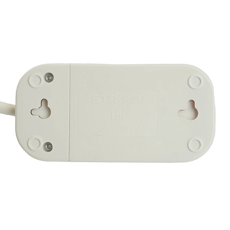 Удлинитель двухместный с/з  STEKKER HM06-21-02 3x1мм2, 2м, серия Home (У10-001), белый - фото