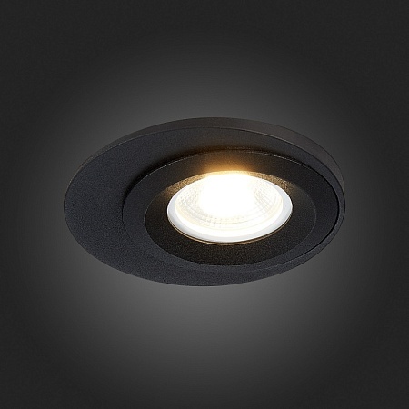 Св-к встр. Черный GU10 1*7W IP20 D100xH23 220V Без ламп ST216.408.01 - фото