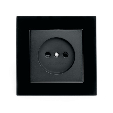 Розетка 1-местная б/з, STEKKER  GLS10-7009-05, 250В, 10А с защитной шторкой, серия Катрин, черный - фото