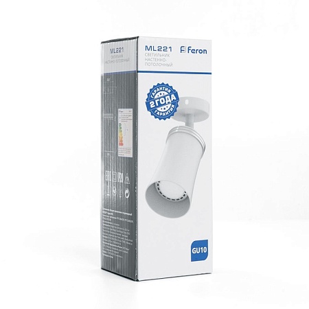 Светильник Feron ML221 настенно-потолочный GU10, белый - фото