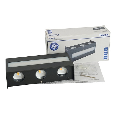 Светильник уличный светодиодный Feron DH902, 12W, 950Lm, 3000K, черный - фото
