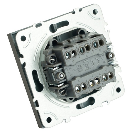 Переключатель 2-клавишный (механизм), STEKKER, 250В, 10А, серия Эмили, RSW10-5107-10, платиново-серый, soft touch - фото