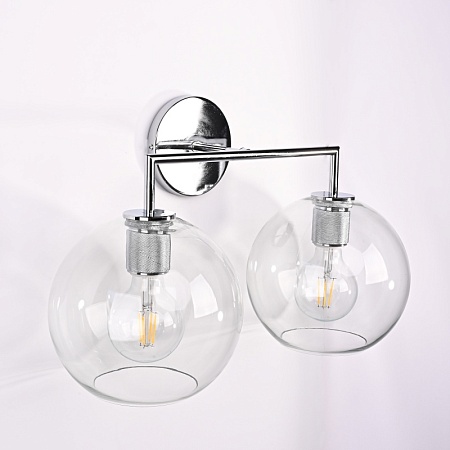 Бра Rh Utilitaire Globe Shade Double Sconce Silver Imperiumloft 123274-22 - фото