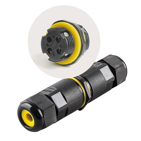 Соединитель-коннектор для проводов LD520, 3-контактный, водонепроницаемый, черный - фото