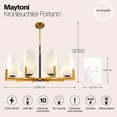 Люстра Maytoni Fortano MOD089PL-10BS - фото