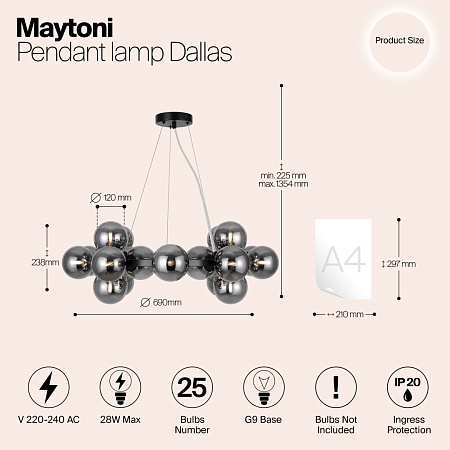 Подвесной светильник Maytoni Dallas MOD545PL-25B - фото