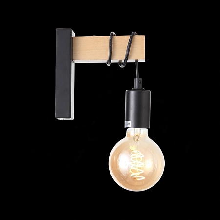 Светильник настенный Черный, Светлое дерево E27 1*60W SL1142.401.01 - фото