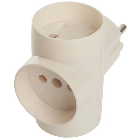 Разветвитель сетевой 3-местный б/з STEKKER ADP10-15-20, 250В, 10A, IP20, белый - фото