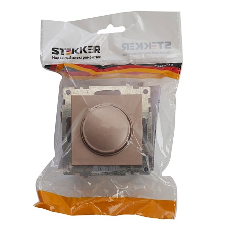 Выключатель диммирующий TRIAC(механизм), STEKKER GLS10-7106-02, 250V, 500W, серия Катрин, шампань - фото
