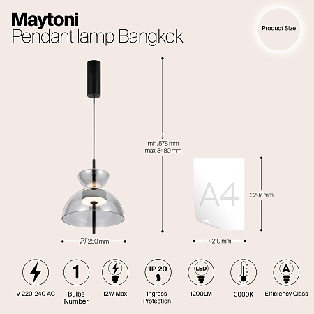 Подвесной светильник Maytoni Bangkok MOD185PL-L6B3K5 - фото