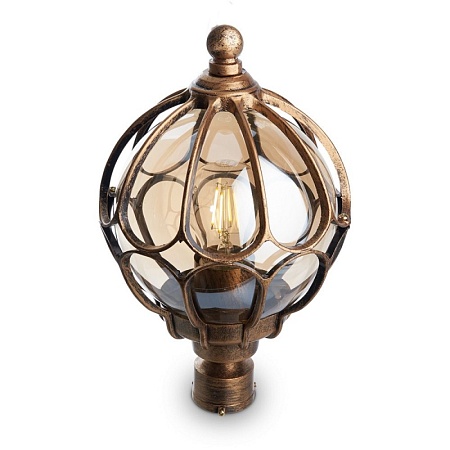 Светильник садово-парковый Feron PL3703  круглый на столб 60W 230V E27, черное золото - фото