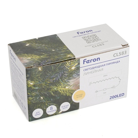 Светодиодная гирлянда Feron CL583 линейная Роса (на проволоке) 2700К c питанием от сети 220V 20м + сетевой шнур 1,5м - фото