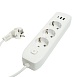 Удлинитель 3-местный c/з 3x1 мм2, 3 м, 250В, 10А, 2USB+1Type-C 2,4А, серия Home plus, белый STEKKER HM08-33-02 - фото