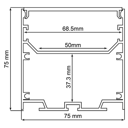 Профиль алюминиевый накладной/подвесной с отсеком для БП, серебро, CAB265 - фото