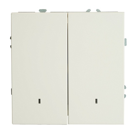 Выключатель 2-клавишный c индикатором (механизм), STEKKER, 250В, 10А, серия Эмили, RSW10-5102-01, белый фарфор, soft touch - фото