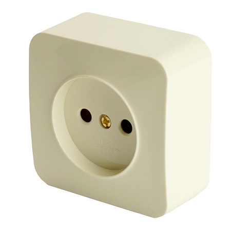 Розетка 1-местная б/з открытой установки, STEKKER, 250В, 10А, IP20, серия София, слоновая кость, MST10-11-04 - фото